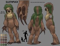 Slothpuck Reference pic by picklejuice - male, reference sheet, character sheet, sloth