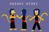 Suzuki Hioki by Mousington - cat, male, blue hair, martial arts
