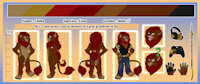 Chiba reference sheet by ChibaLion - feline, male, lion, commission, headphones, reference sheet, paws, anthro, spear, furry, egyptian, african, prince, controller, chiba