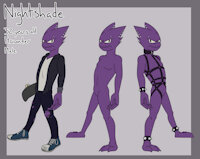 Nightshade by AaronAmethyst - nude, male, piercings, clothed, pokemon, character sheet, collar, bdsm, cuffs, harness, haunter, nintendo, skateboard, converse, m solo