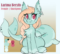 Larima Berylis Reference by EnderFloofs - cute, female, reference sheet, sitting, jewelry, mare, pony, my little pony, earring, sitting down, female/solo, sharkpony, shark pony