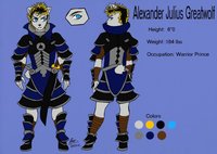 Alex reference sheet by talon2point0 - wolf, male, canine, royal, cyber, armor, warrior, royalty, dire wolf, cybernetic, short tail, prince, cybernetics, dock, docked