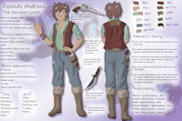 LINKS - Dylandy Androos - Ref Sheet by Farfener - male, human, gun, fantasy, ref sheet, knives, links, character ref, farfener, auroranarchives