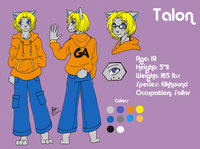 My Fursona Reference Sheet by talon2point0 - dog, male, glasses, reference sheet, canine, freckles, blonde, character sheet, hoodie, fursona, reference, blue eyes, blue fur, elkhound, character profile