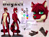 Ref689/ Reference: Bayzel by darkgoose - fox, raccoon, male, commission, sheet, ref, canid, darkgoose, reference, foxcoon, sfw, rs