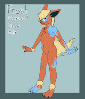 Frost by AaronAmethyst - male, pokemon, character sheet, flame, nintendo, flareon, m solo