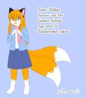 Willow the fox by AleuOliver - kemono, fox, female, character sheet, characters, character reference, fox girl, character design