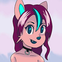 My fursona, beta draw by Annewolf - female, wolf, cartoon, wolfess, pink, chibi, character, drawing, oc, original character, profile picture