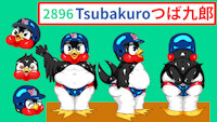 Tsubakuro Reference Summer 2022 by momu9172 - male, thick, bird, mascot, bikini, avian, pin-up, speedo, swallow, obese, helmet, baseball, plump, npb, yakult swallows, tsubakuro, central league, tokyo yakult swallows