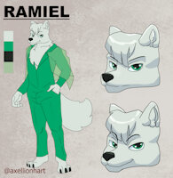 Ramiel by axellionhart - male, jumpsuit, artic fox, green clothes