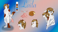 Laïla ref sheet by PlumVaguelette - ram, female, wolf, hybrid, reference sheet, otter