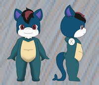 Baby Konnor Ref by konnorshark - cute, cub, male, reference sheet, shark, onesie, ref sheet, reference, blue shark