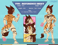 tyn reference sheet by BardoEnKrisis - glasses, reference sheet, tiger, anthro, solo, text, sergal