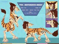 tyn reference sheet (feral) by BardoEnKrisis - glasses, reference sheet, tiger, feral, solo, text, sergal