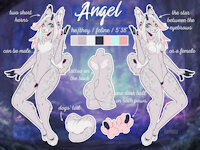 Angel’s New Reference Sheet by Rakimou - cat, feline, female, male, reference sheet, spots, spotted, wings, horns, horn, reference, femboy, felines, green eyes, intersex, reference page, sfw, referencesheet, references, reference-sheet, spotted fur, spotted body, sfw art, sfwfurry, sfw furry, sfw furry art, sfwart