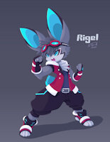 Rigel (Version 6) by JoVeeAl - kemono, bunny, male, gloves, rabbit, clothed, jacket, pants, tongue, original, anthro, hood, digital, safe, fur, furry, shirt, pose, hair, shoes, oc, solo, goggles, hoodie, blue hair, clothing, furries, fursona, posing, belt, mammal, anthropomorphic, chest tuft, blue eyes, open mouth, long ears, bunnies, original characters, short tail, blue fur, buck teeth, digital art, original character, lagomorph, sfw, bunny ears, simple background, gauntlets, fighting stance, signature, anthros, digital painting, footwear, lagomorpha, chest fur, chest fluff, lepus, fursonas, leporid, leporidae, rabbit ears, hi res, ocs, gradient background, safe for work, mascara, headwear, furry art, blue body, absurd res, digital drawing, fighting pose, digital artwork, digital media (artwork), sfw art, topwear, bottomwear, sfw furry art