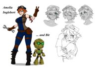 Amelia Inglebert Character Design by Milkie - female, character sheet, steampunk, human, robot, reference, milkie, milkjunkie, bit, character design, ironhart, amelia inglebert, devil-v