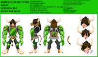 Design for omi(Combat uniform.ver) by CRANEBEAR1111 - bull, character sheet, character, character design