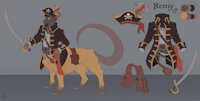 Remy Reference Sheet - SFW + Clothes + Add-Ons by cinnamomo - dog, sword, commission, reference sheet, rat, character sheet, pirate, commissions, taur, furry, ref, reference, rodent, refsheet, golden retriever, model sheet, furry art, pirate costume, pirate hat, open commissions, commissionsopen, rat taur, opencommissions