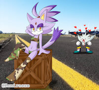 Blaze at Military Airport by kamiraexe - silver, blaze, blaze the cat, silver the hedgehog, silvaze, silverblaze, blazethecat, silverthehedgehog, military uniform, blaze sonic