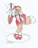 Flare the Witch by marlon64 - wand, witch, manga, fox girl, spiky hair, highheels, teen/cub, magic user, witch hat, demihuman, original-character, originalcharacter, female only, semi-human, originalspecie, blondehead, witch suit