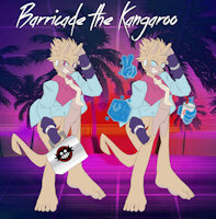 Barricade the Kangaroo by MidnightMuser - male, tie, kangaroo, vest, sonic, barefoot, sonic fan character, big feet, artificial intelligence