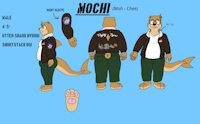 Mochi Character Ref Sheet by MochiOtter - hybrid, glasses, otter, chubby, character sheet, shark, aviation, male/solo, short stack, bomber jacket