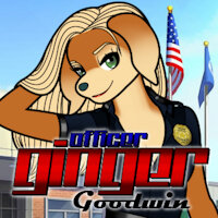 Officer Ginger Goodwin by sugaspice - dog, female, canine, pinup, character sheet, police, uniform, golden retriever, policewoman, female solo, police officer, police uniform