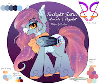 Twilight Satin Reference by EnderFloofs - female, hybrid, reference sheet, mare, pony, reference, pegasus, batpony