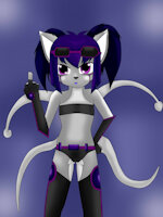 VE69 by kadeathnas - cat, feline, female, gloves, glasses, tentacles, android, robot, boots, flat chest, gynoid, twintails, kadeathnas, ve69