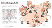 Chizune's Character Settings by Nawoshida - female, mouse, character sheet, gun, slender, belt, mousegirl, orange hair, deformed, character profile, mouse/rodent, mouse girl, japanese text, chizune, chizune's exploration of universes