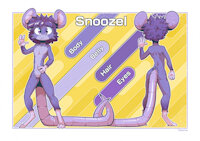 Snoozel by Ratcha - yellow, male, reference sheet, mouse, rat, simple background