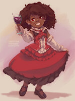 Heloise Blanchard, by Sunshine Memoir by TiberiusPonificus - female, vampire, original character, gothic lolita, red dress, wine glass