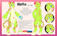 Nello ref sheet by NelloTiger - cute, shota, male, reference sheet, tiger, green, man, pink, fluffy, men