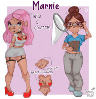 Marnie by MourningAfter - female, glasses, human, net, slippers, mole, scientist, bandages, garter belt, pasties, animal crossing, high heels, wig, beauty mark, sweatpants, moles, villager, contacts, party girl, slutty clothing, bug net, entomologist, animal crossing new horizons, cloud slippers