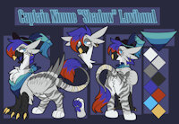 Captain Nimue "Shadow" Lovibond Reference by EnderFloofs - female, butt, reference sheet, gryphon, pirate, fluffy, reference, wing, mlp, bandana, pirate hat, gryhponess