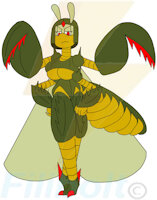 Lady Yori by Filibolt - insect, big breasts, mobian, thorns, female/solo, mantis, sonic oc, sonic adult, thick thighs, scythes, insect wings, sonic villain, insect abdomen