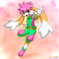 Klupper by DavidKyatt - bunny, cat, feline, cabbit, male, rabbit, hybrid, oc, pink hair, long ears