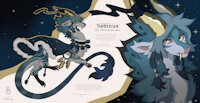 Somnus the Spirit Dragon by PinkRathian - dragon, male, magic, character sheet, blue, spirit, cape, noodle dragon