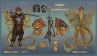 Saras, Baaz Draconian by Authix - sword, dragon, male, feet, tongue, armor, hands, brass, draconian, d&d, dragonlance, baaz