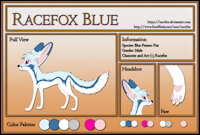 Racefox Ref Sheet by BlackFennekin - fox, male, fennec, blue fur, white fur, pink eyes