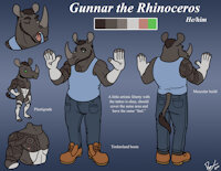 Gunnar by AaronAmethyst - male, clothed, jeans, pants, reference sheet, character sheet, tattoo, ref, ref sheet, reference, boots, rhino, tank top, m solo