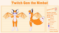 Twitch Gem The Nimbat Ref (2020) by tails230 - female, bat, wings, mammal, twitch, tails230, elysian, nimbat, dust an elysian tail, gem family