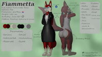 Fiammetta Refsheet by CopycatTheMarten - fox, female, clothed, furry, ref, ref sheet, anthropomorphic, blender, antrho, big butt, 3d model