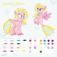 Sunny Shore Reference Sheet by ThunderDasher07 - female, reference sheet, character sheet, oc, my little pony, hippogriff, my little pony friendship is magic, mlp:fim, seapony, mlp oc