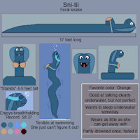 Sni-tii the snake by lolboy4 - female, reference sheet, bra, feral, snake, goggles, underwater, reference, breath holding, busty feral