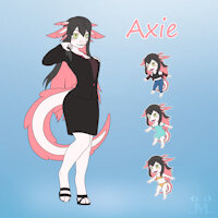 Axie the axolotl OC by JMLuxro - female, dress, anthro, axolotl, swimsuit, originalcharacter