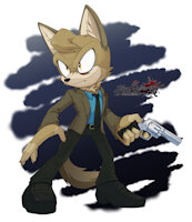 Detective Chase by Lex - dog, male, jacket, canine, tie, suit, gun, solo, yellow eyes, revolver, brown fur, sonic oc