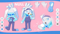 Null ( SFW ) by Dizhen - jacket, popsicle, reference sheet, pokemon, ice, ref sheet, fakemon, snowball, crystal, pawpads, lagomorph, raboot