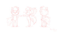 Candy Pixie model sheet (SFW) by andybunny - sketch, cute, female, leotard, anime, toony, side, pixie, backview, model sheet, frontal, turnaround, modelsheet, andybunny, back view, front view, side view, frontal view, ballet flats